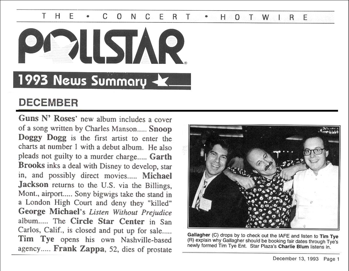 Tim Tye hanging out in Las Vegas with Charlie Blum and entertainer Gallagher.